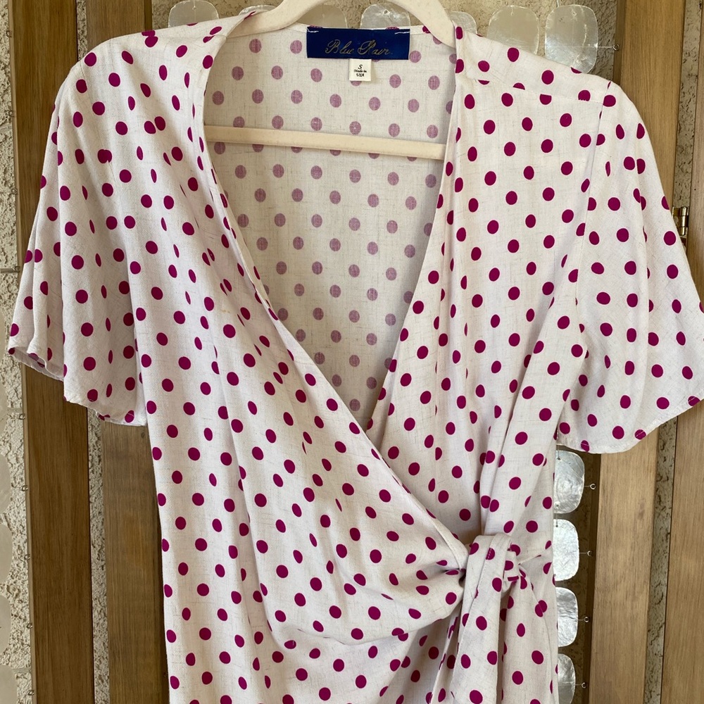 Poka dot wrap blouse